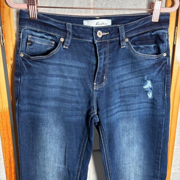 Kancan Women's 5/26 Dark Wash Cropped Ankle Skinny Jeans High Rise‎ - Picture 2 of 9